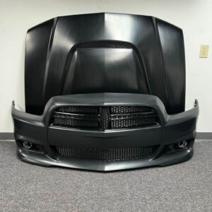 Type-SRT8 Style functional heat extractor hood for Dodge Charger Close-up of heat extractors on 2011-2014 Dodge Charger hood