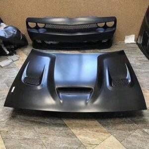 2015 Dodge Challenger SRT Hellcat Style aluminum hood Functional heat extractor on Dodge Challenger hood