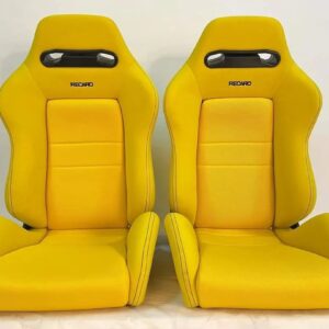 Original Recaro SR3 Seats recovered in vibrant yellow fabric