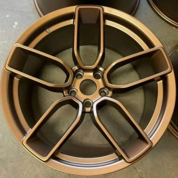 Close-up of satin bronze finish on Dodge wheels